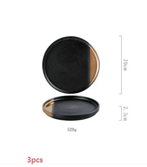 Creative Black Gold Ceramic Plate Household Dishes Crimson Medea