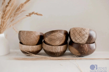 QToys Australia (USA) Patterned Coconut Bowls set of 6 Plum Thanatos