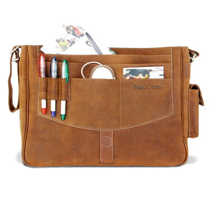 MacCase Preium Leather 14&quot; MacBook Pro Messenger Bag Ochre Eurybia