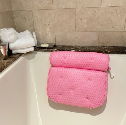 Pink Bathtub Pillow Bath Pillow with Anti-Slip Suction Cups 4D Mesh Plum Charlie