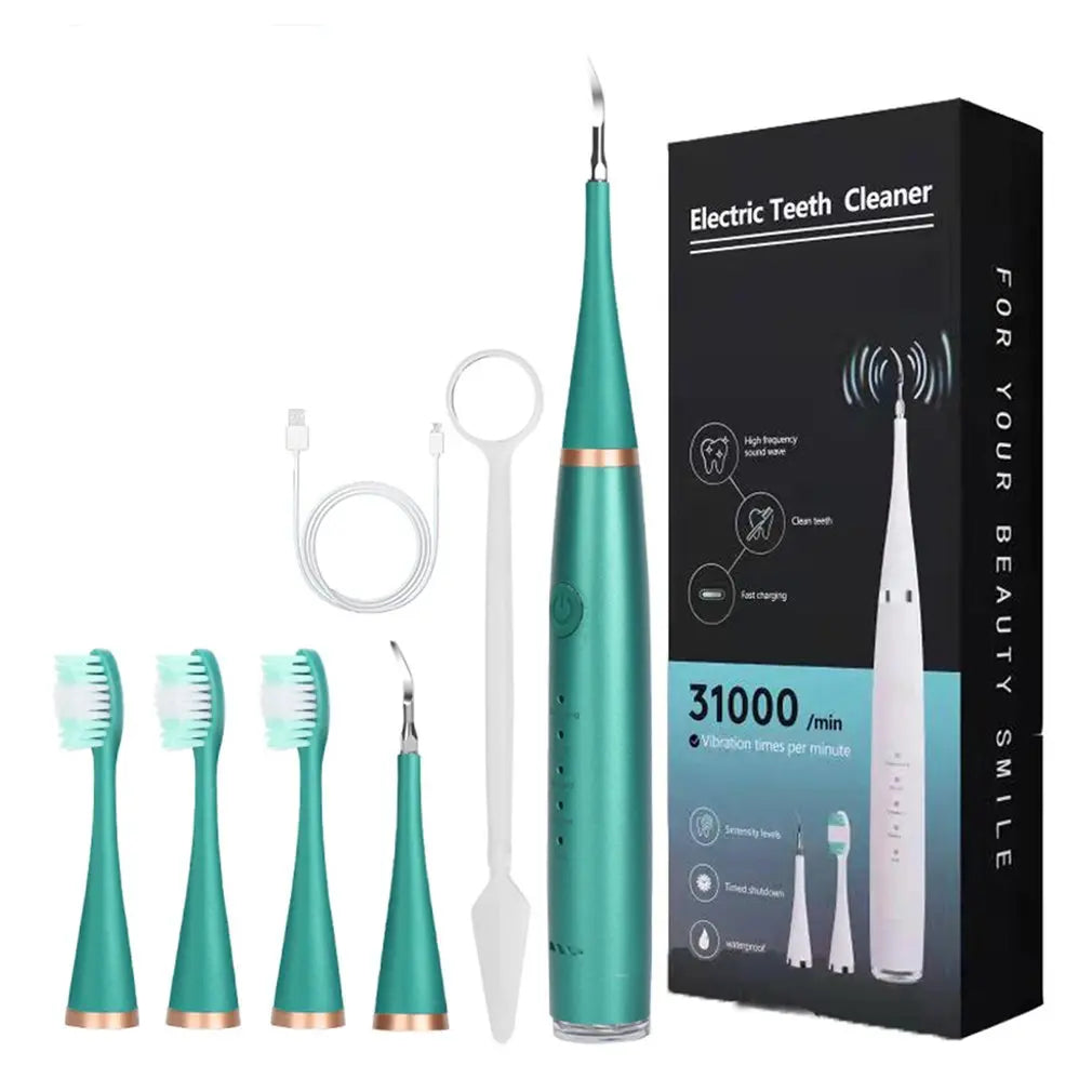 Electric Toothbrush Teeth Whiten Cleaning Tool Kit With 3 Brush Heads Maroon Asteria
