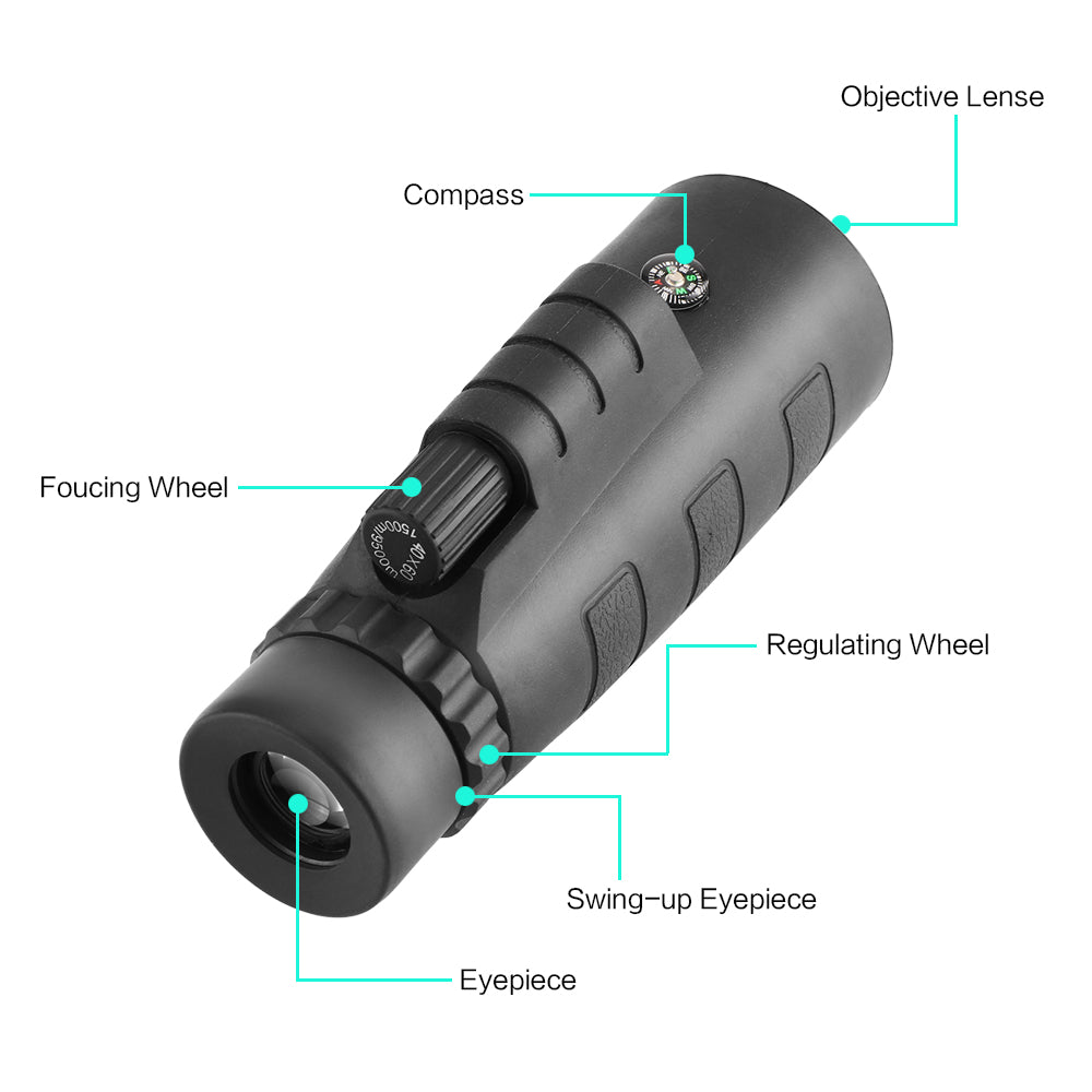 10X HD Optical Monocular Telescope with Phone Clip Teal Simba