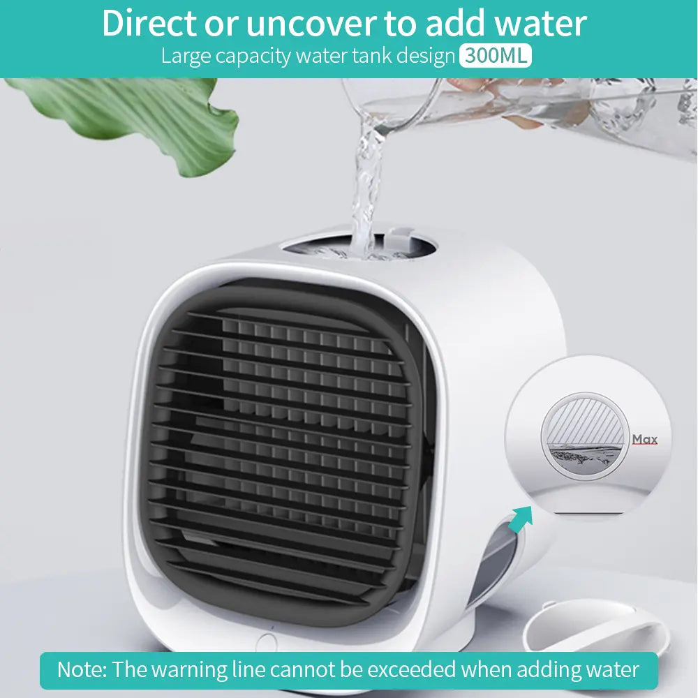 Portable USB Air Cooler Fan Mini Desktop Air Conditioner Teal Simba