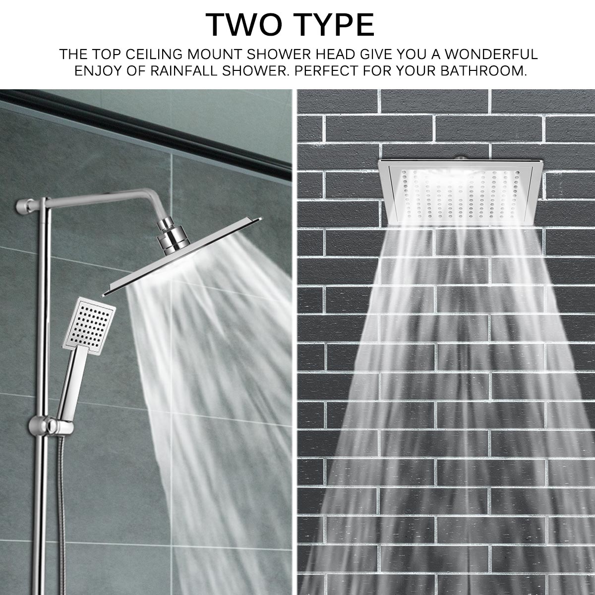 Ultra-thin Showerheads 12 inch Square Rainfall Teal Simba