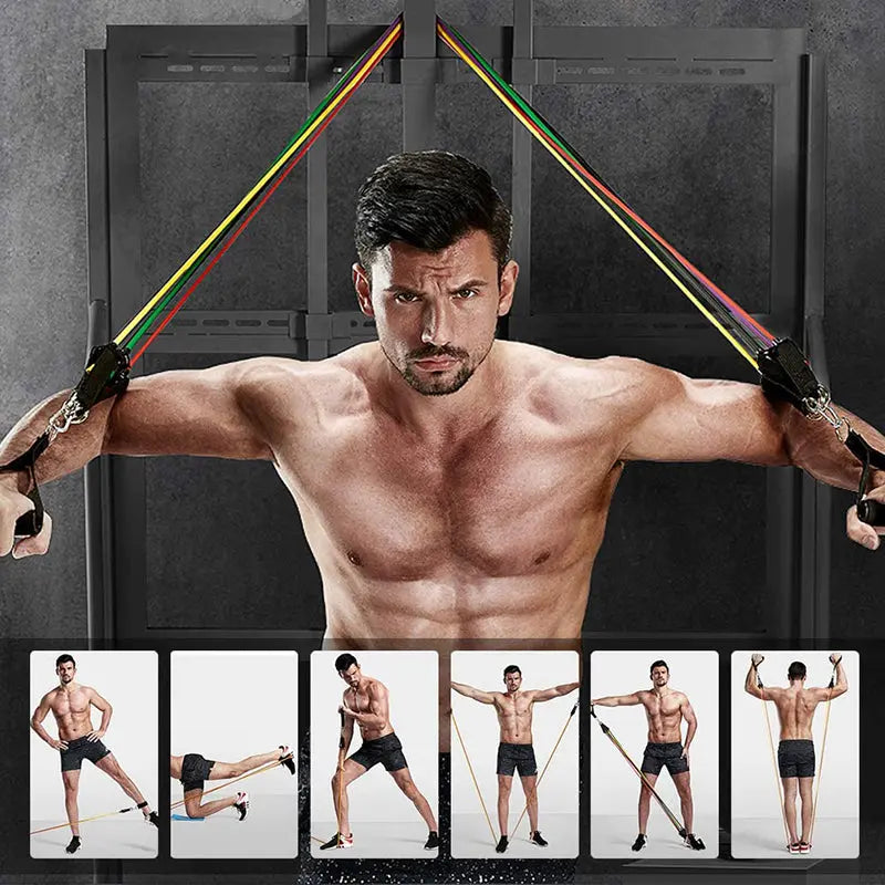 11Pcs Fitness Equipment Resistance Band Set Teal Simba