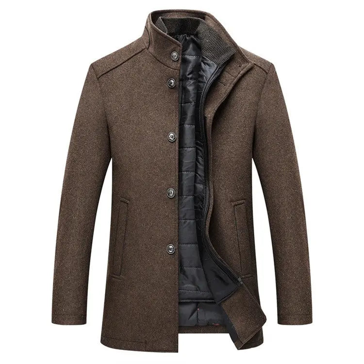 Winter Men Wool Jacket Slim Fit Thick Warm Coat Teal Simba