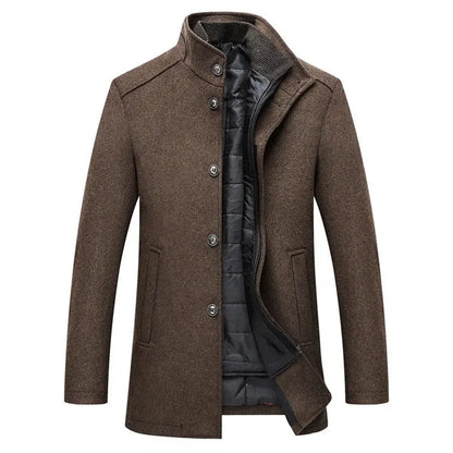 Winter Men Wool Jacket Slim Fit Thick Warm Coat Teal Simba
