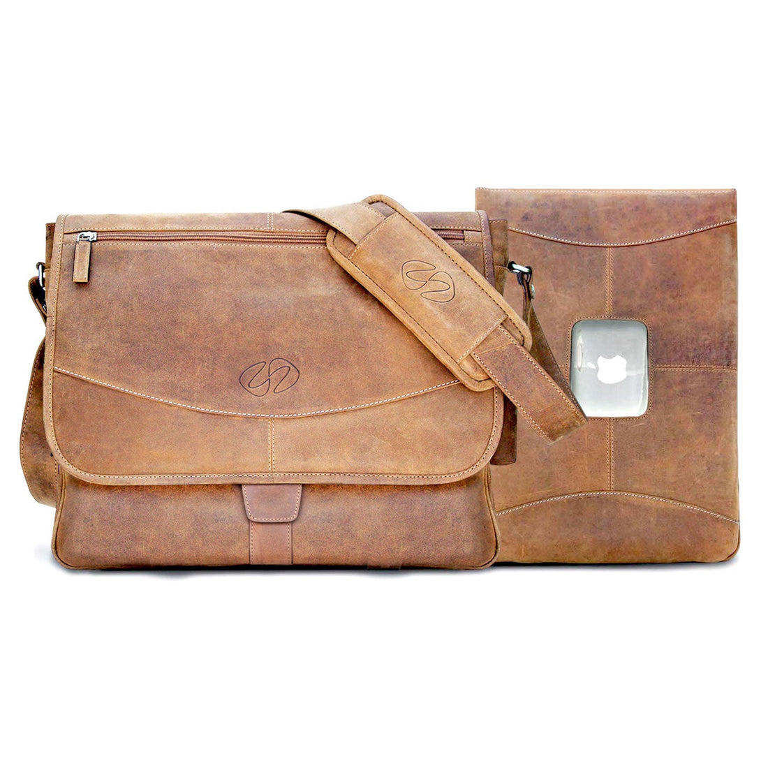 MacCase Preium Leather 14&quot; MacBook Pro Messenger Bag Ochre Eurybia