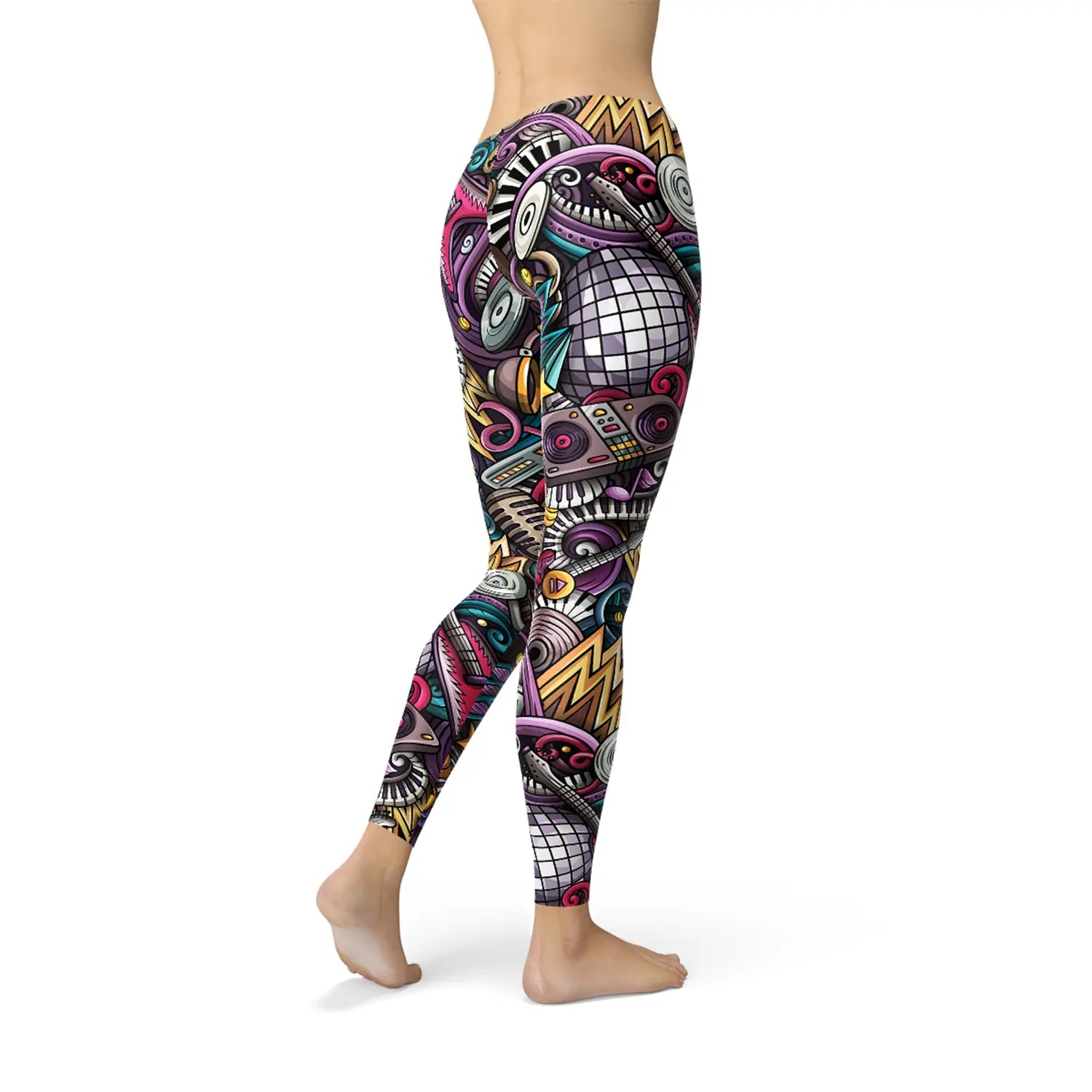 Womens Grunge Rock n Roll Leggings Maroon Sooty