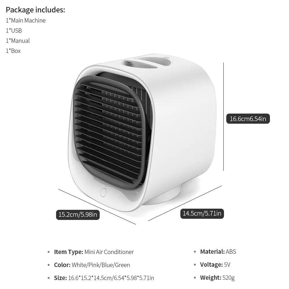 Portable USB Air Cooler Fan Mini Desktop Air Conditioner Teal Simba