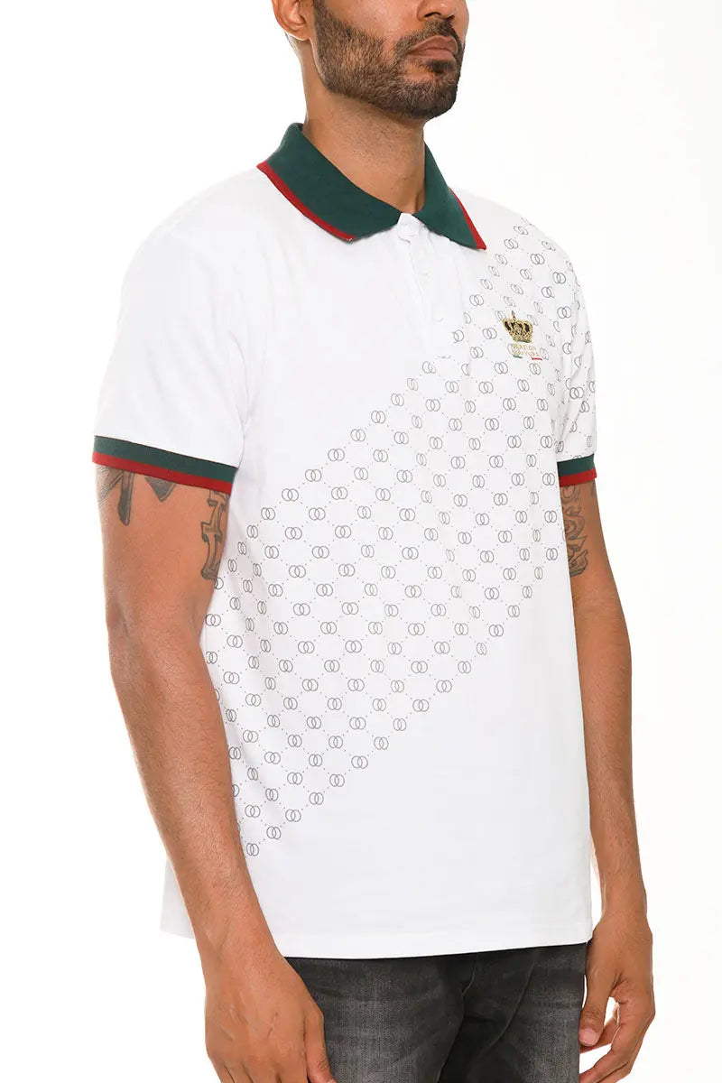 Italian Print Collared Polo Shirt Lime Milo