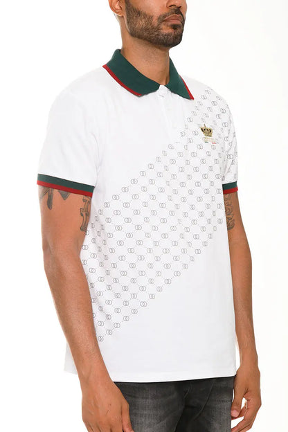 Italian Print Collared Polo Shirt Lime Milo