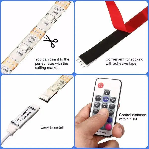 Waterproof RGB Led Strip Lights for Bedroom TV Backlight Kit Teal Simba