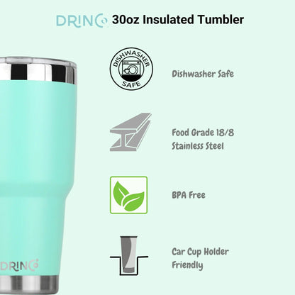 DRINCO® 30oz Insulated Tumbler Spill Proof Lid w/2 Straws (Teal) Orchid Lavender
