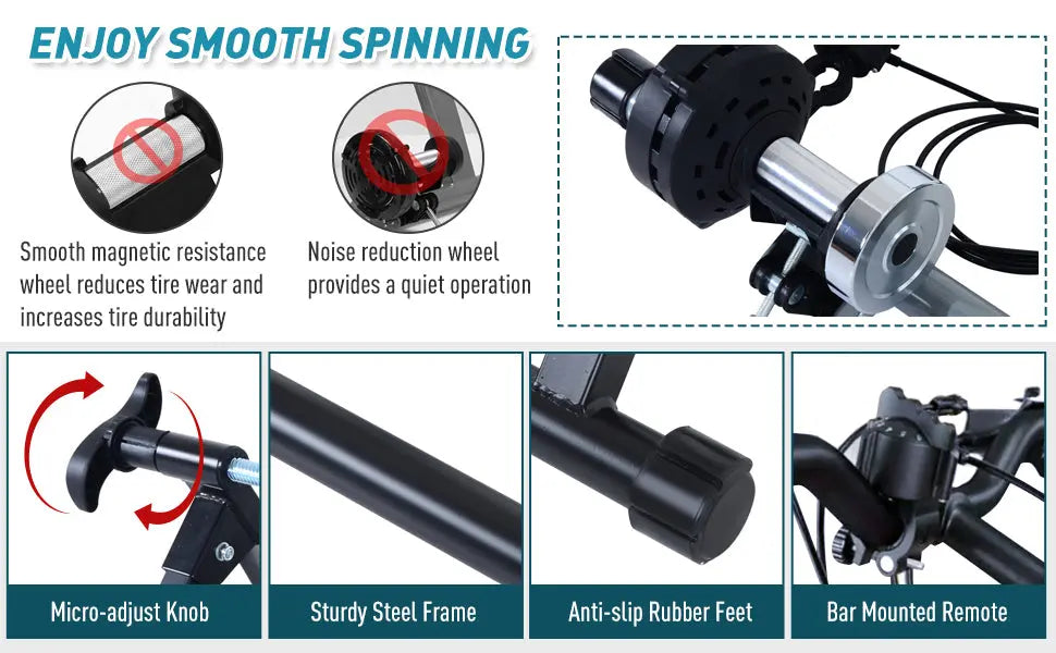 Soozier Indoor Magnetic Bike Bicycle Trainer Stand 5 Level Resistance Taupe Shadow