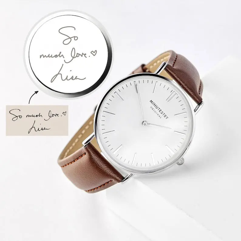 Handwriting Gifts for Groom, Engraved Watch for Men Green Millie