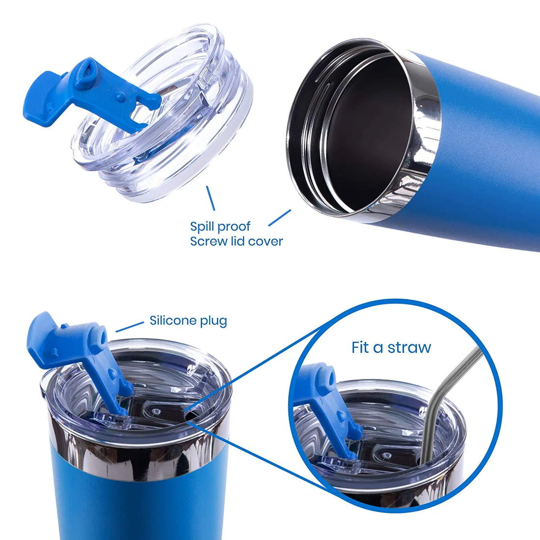 DRINCO®  20oz Insulated Tumbler w/Spill Proof Lid 2 Straws(Royal Blue) Orchid Lavender