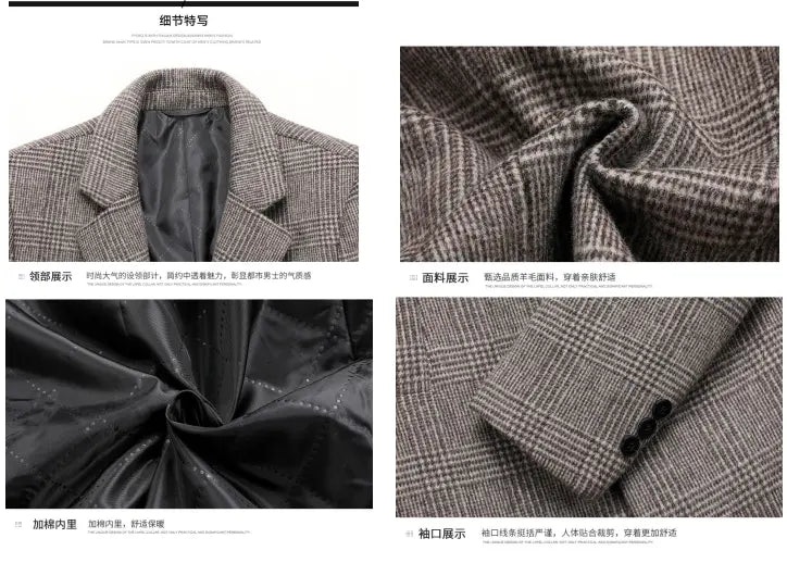 Fashion Plaid Single Breasted Jackets Men&