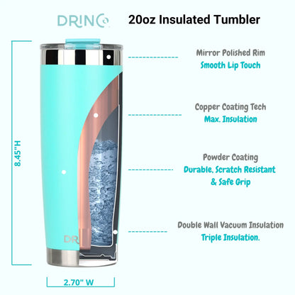 DRINCO®  20oz Insulated Tumbler w/Spill Proof Lid, 2 Straws(Teal) Orchid Lavender