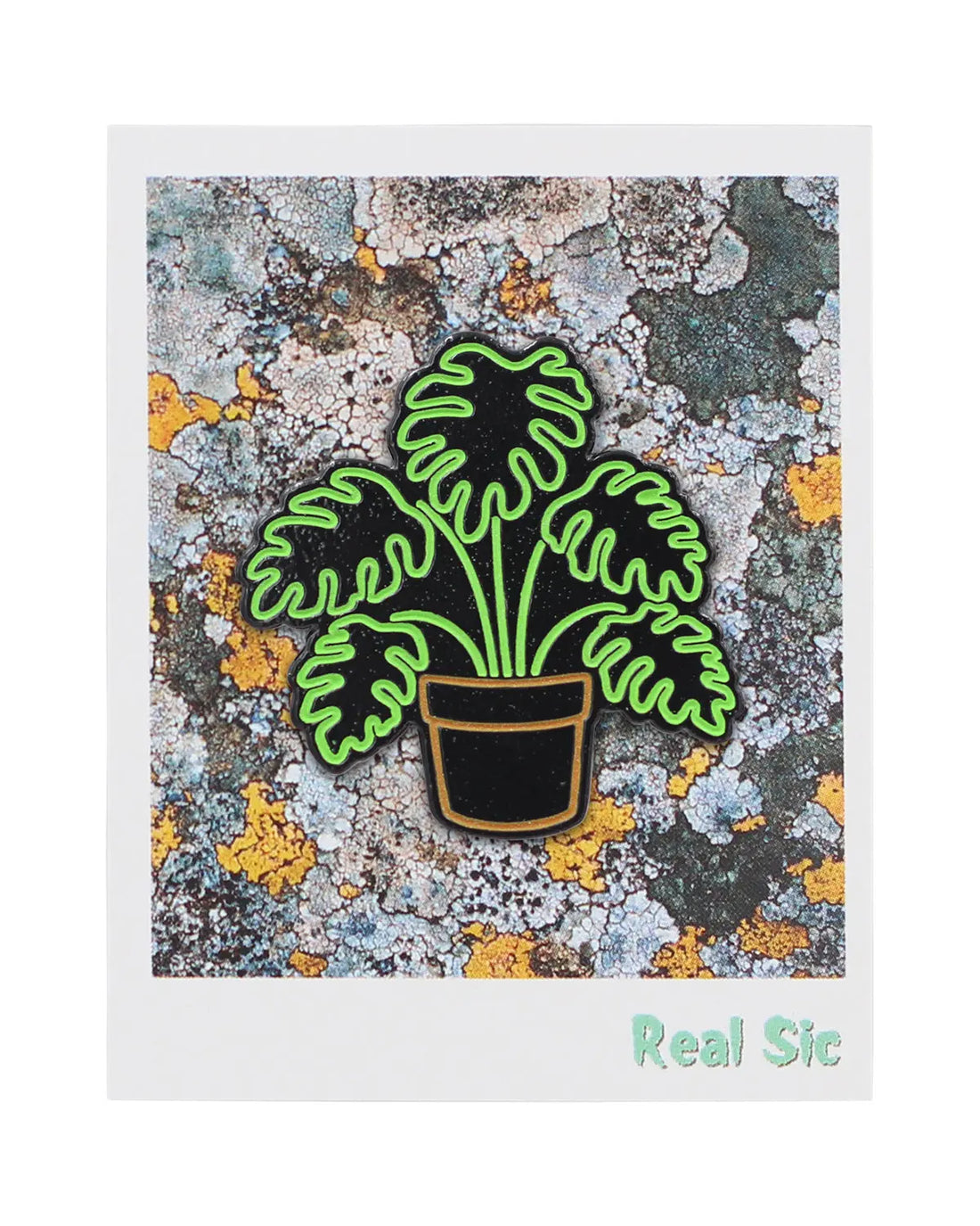 Neon Monstera – Glow-in-the-Dark Plant Enamel Pin Fuchsia Thrace