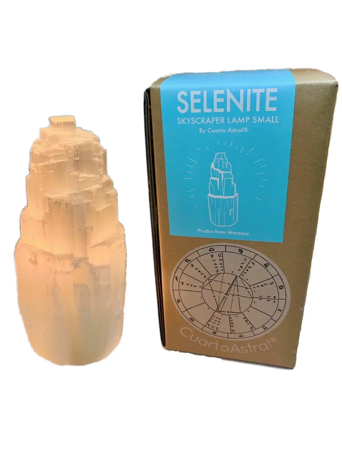 Selenite Skyscraper Lamp Small Prime Teal Lily