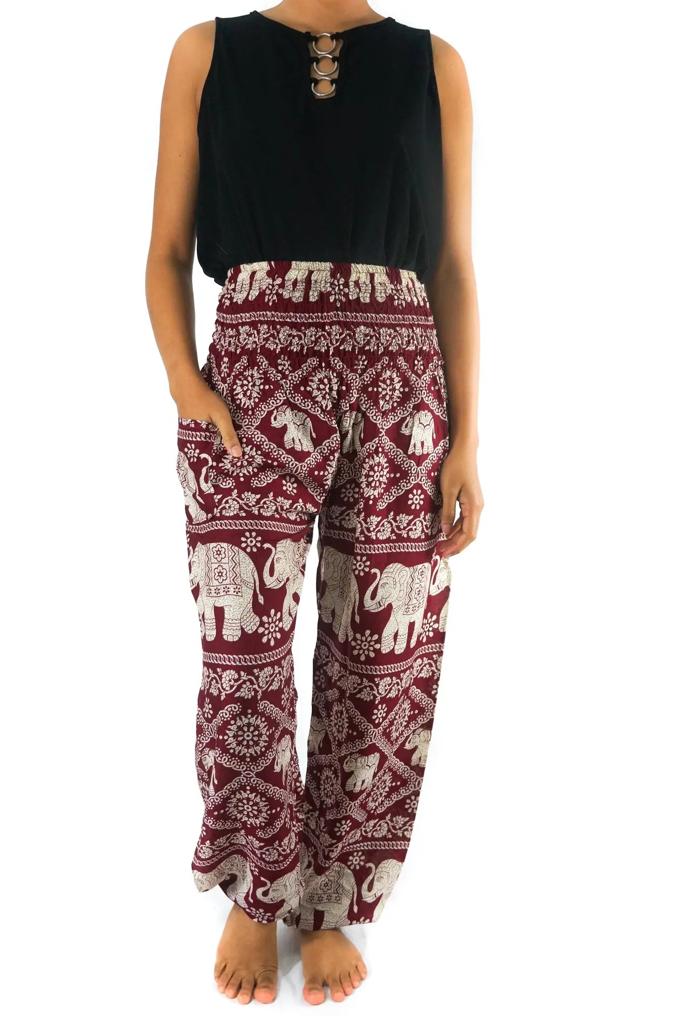 Burgundy ELEPHANT Pants Women Boho Pants Hippie Pants Yoga Tan Smokey