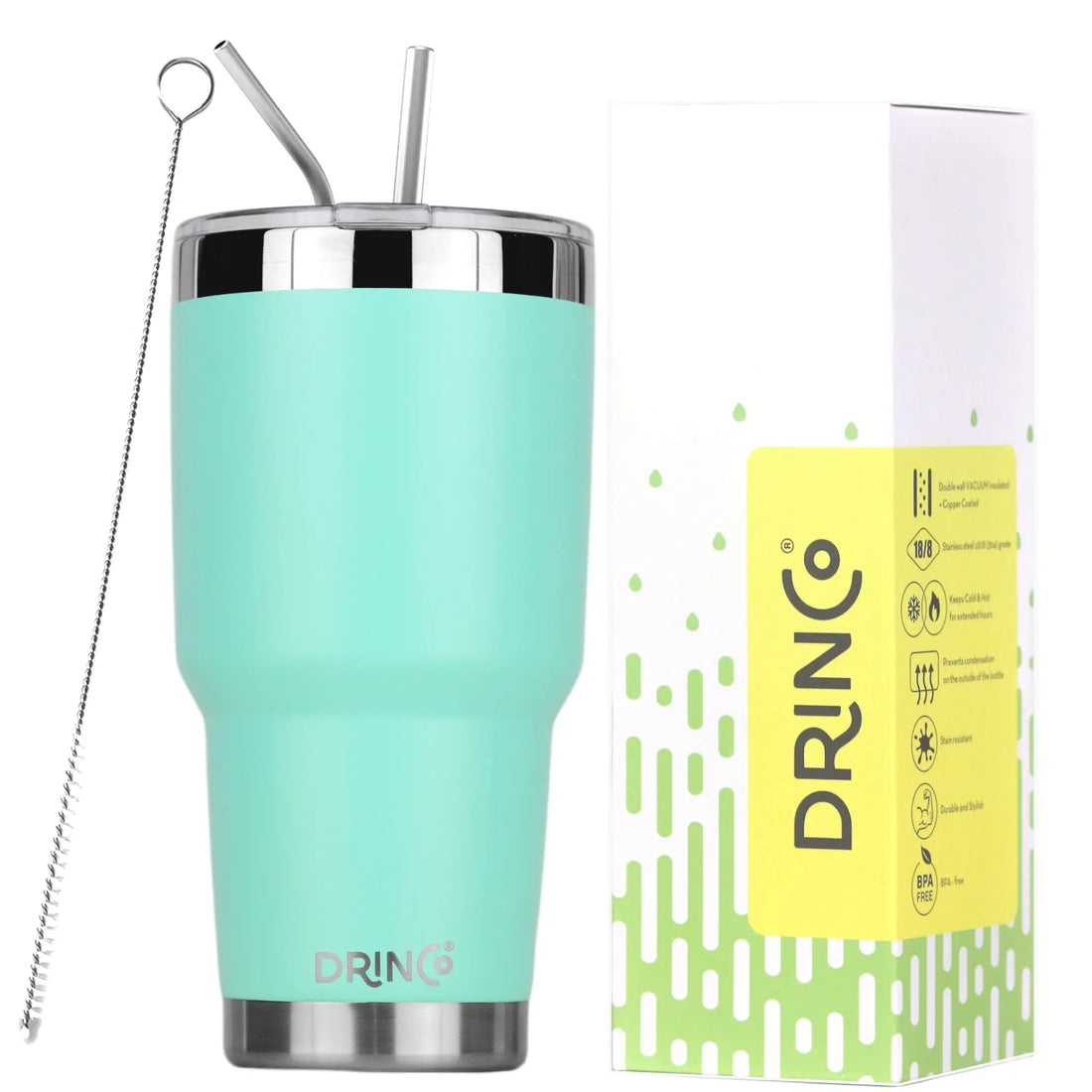 DRINCO® 30oz Insulated Tumbler Spill Proof Lid w/2 Straws (Teal) Orchid Lavender