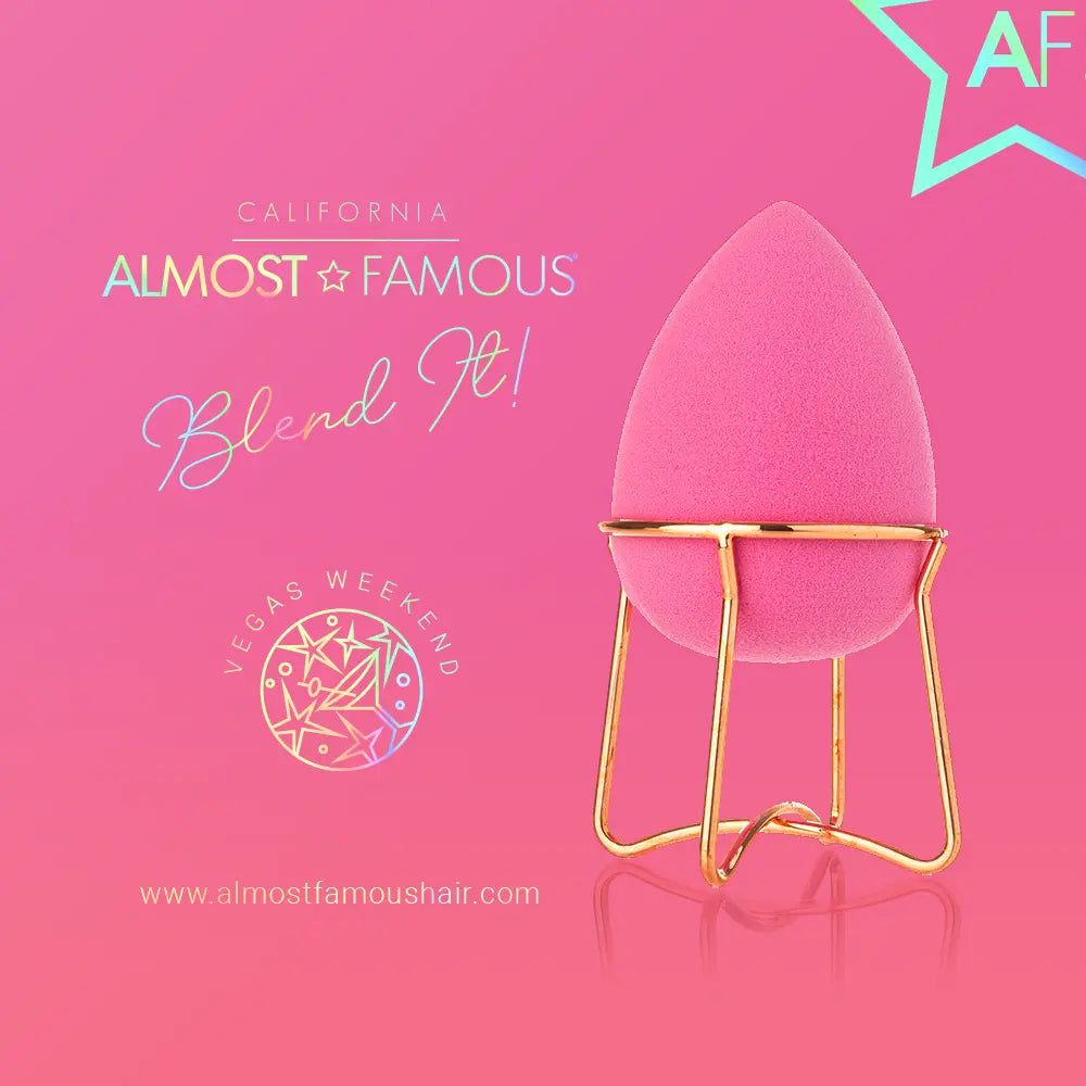 Almost Famous Makeup Blender w/ Rose Gold Stand Sky Blue Thrace