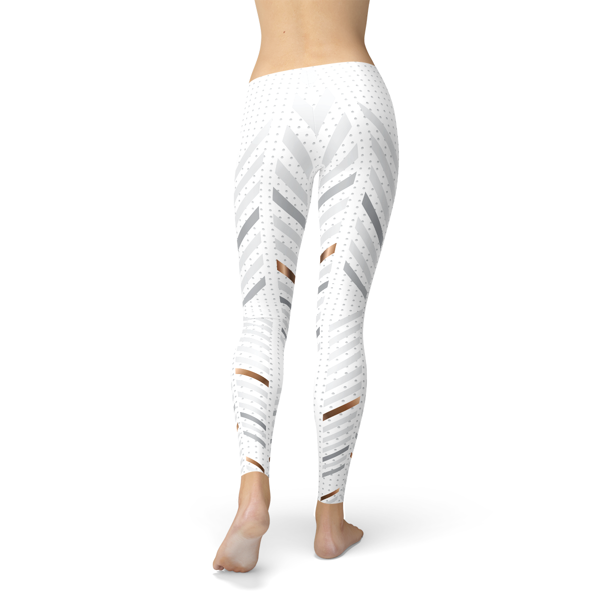 Womens White Stripes Leggings Maroon Sooty