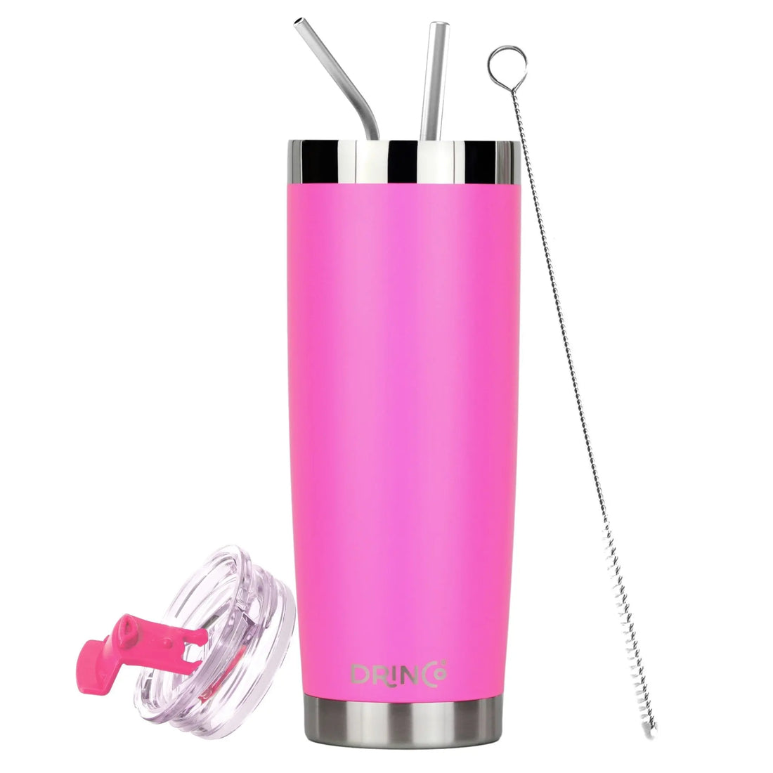 DRINCO®  20oz Insulated Tumbler Spill Proof Lid 2 Straws(Island Pink) Orchid Lavender