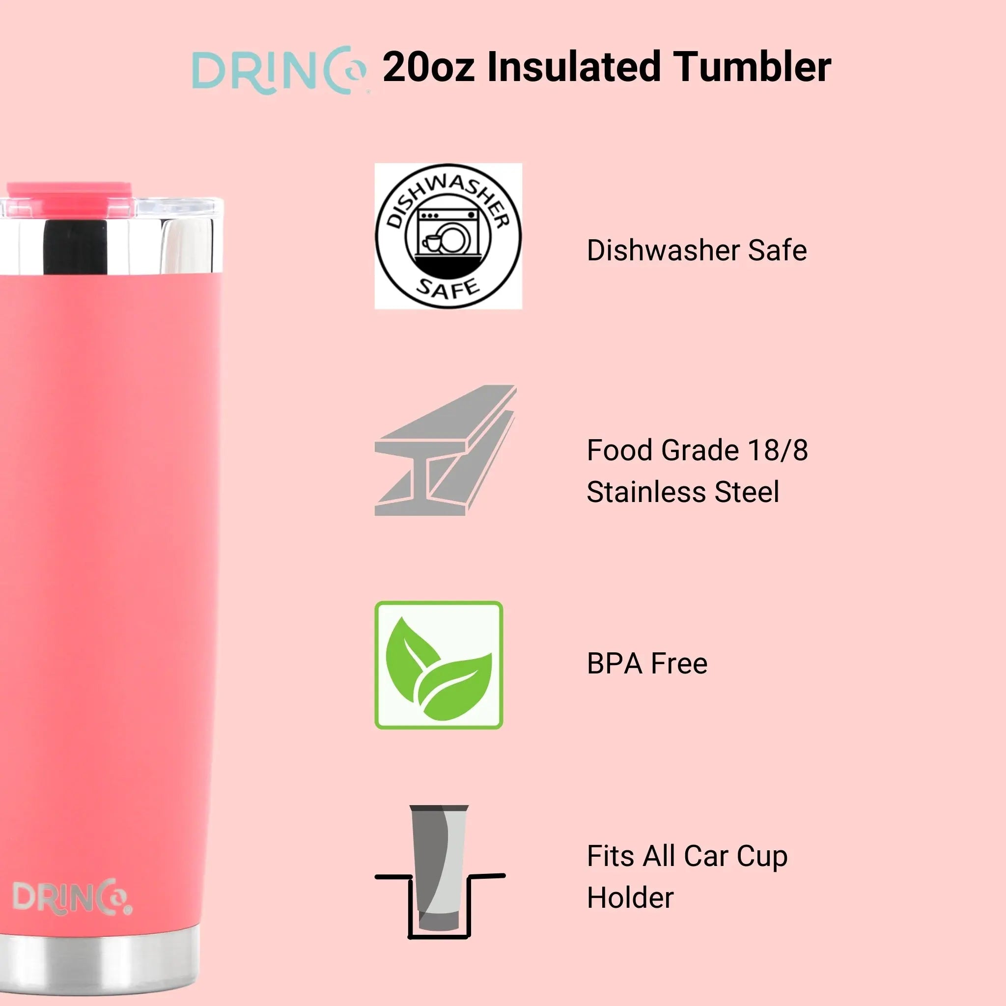 DRINCO®  20oz Insulated Tumbler w/Spill Proof Lid (Coral Paradise) Orchid Lavender