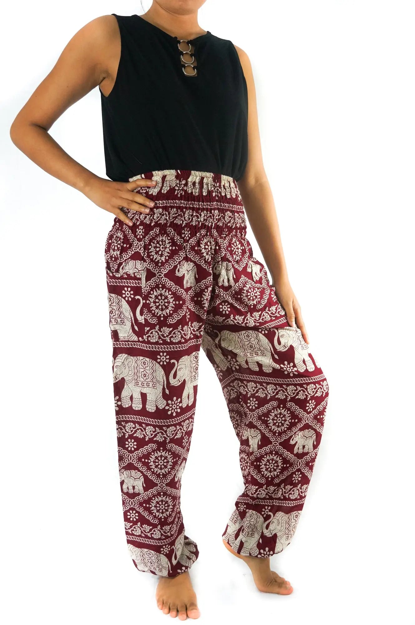 Burgundy ELEPHANT Pants Women Boho Pants Hippie Pants Yoga Tan Smokey