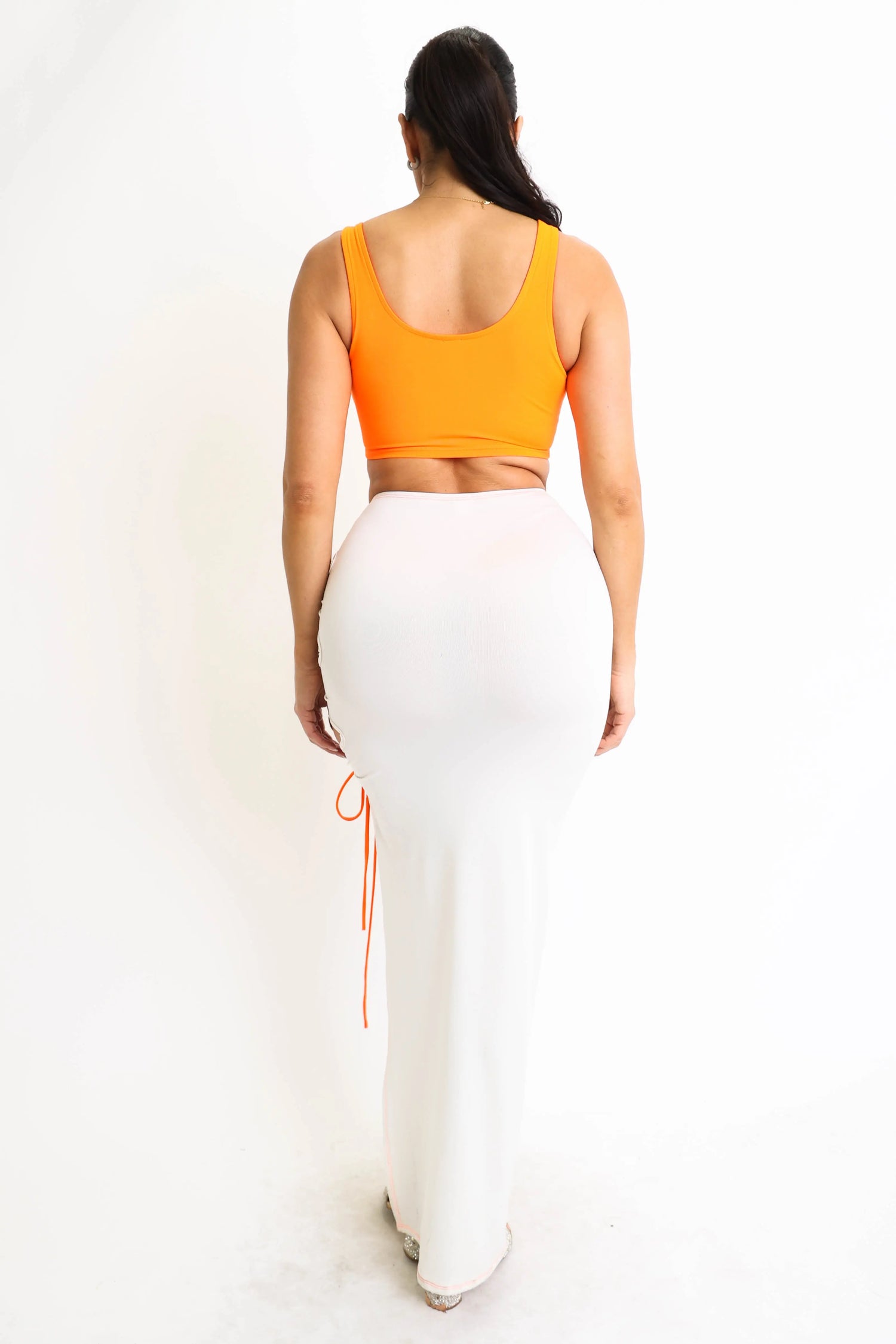 ColorBlock Side Lace up Top &amp; Matching Maxi Skirt 2 Piece Outfit Set Puce Juniper