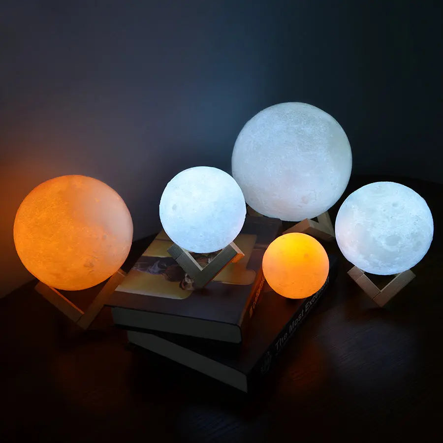 Touch Switch 3D Print Rechargeable Moon Lamp LED Night Light Teal Simba