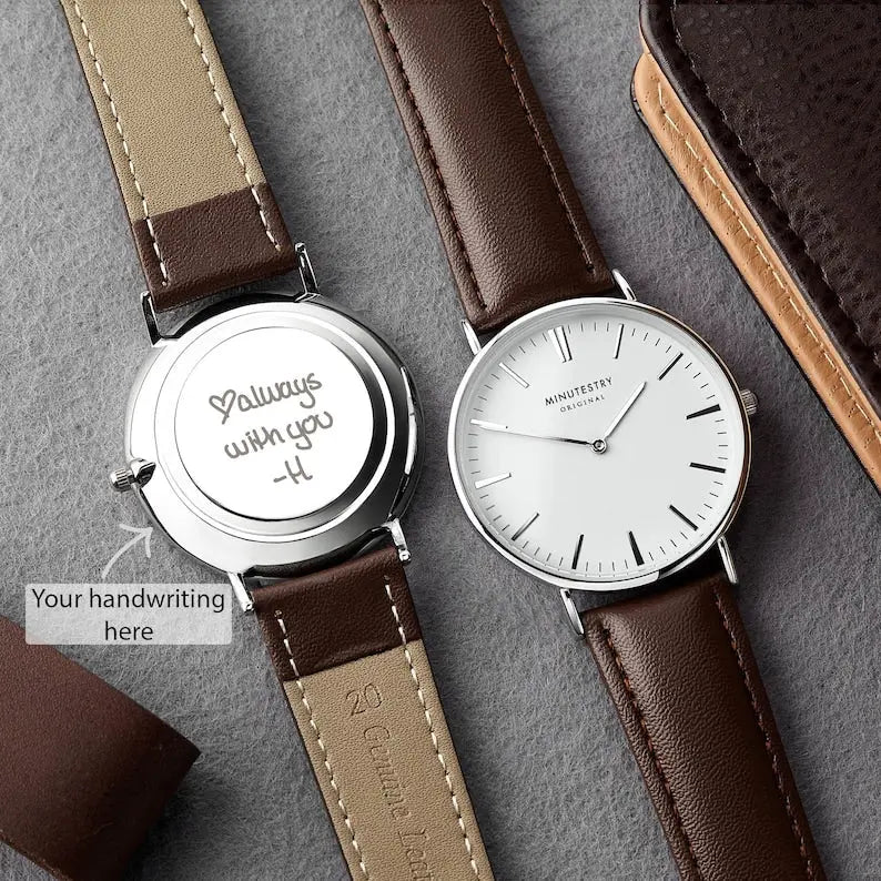 Handwriting Gifts for Groom, Engraved Watch for Men Green Millie