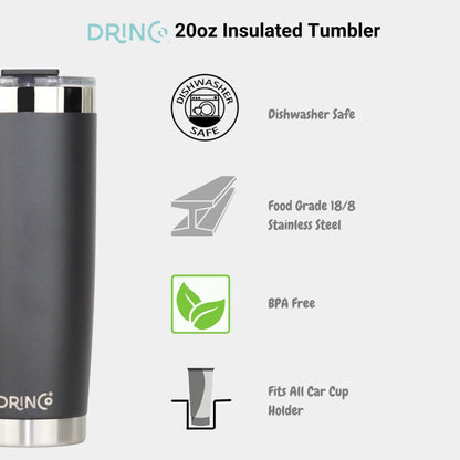 DRINCO®  20oz Insulated Tumbler w/Spill Proof Lid, 2 Straws(Black) Orchid Lavender