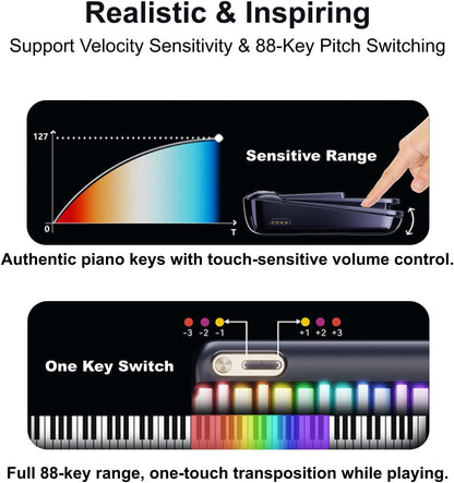 Smart Piano Keyboard with MIDI Controller Teal Simba