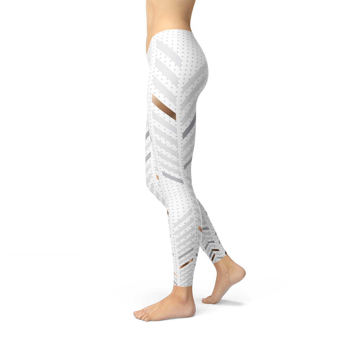 Womens White Stripes Leggings Maroon Sooty