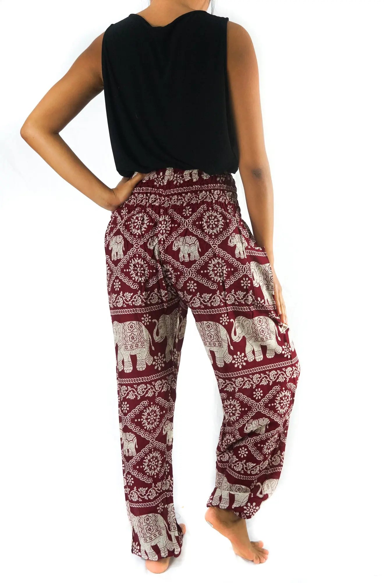 Burgundy ELEPHANT Pants Women Boho Pants Hippie Pants Yoga Tan Smokey