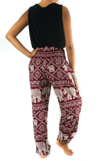 Burgundy ELEPHANT Pants Women Boho Pants Hippie Pants Yoga Tan Smokey