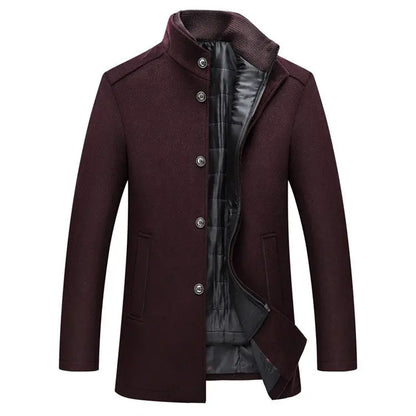 Winter Men Wool Jacket Slim Fit Thick Warm Coat Teal Simba