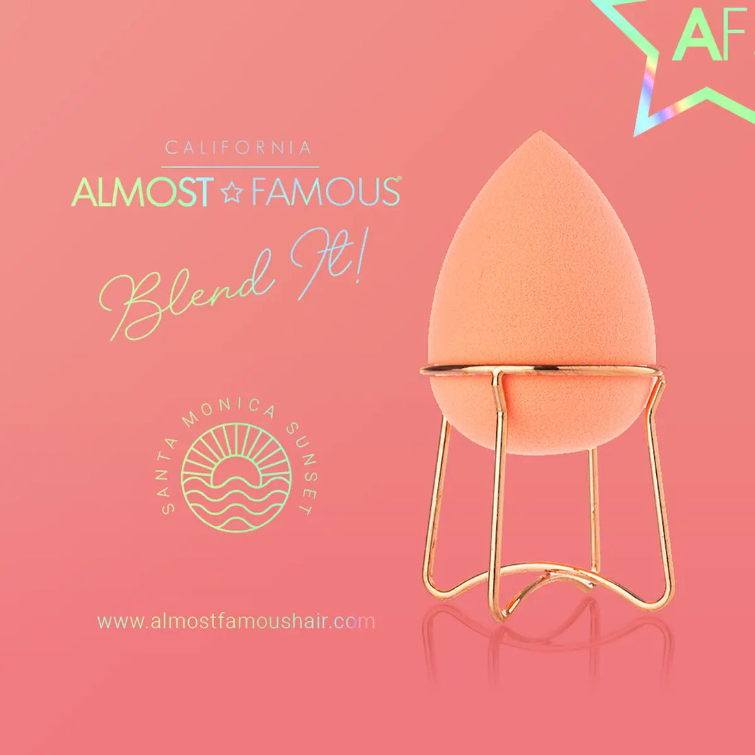Almost Famous Makeup Blender w/ Rose Gold Stand Sky Blue Thrace