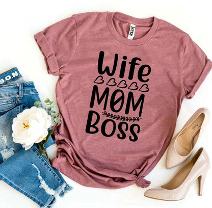 Wife Mom Boss T-shirt Agate