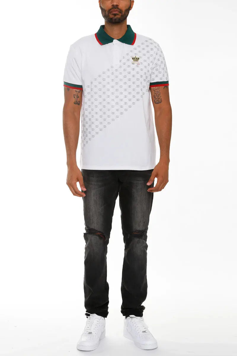 Italian Print Collared Polo Shirt Lime Milo