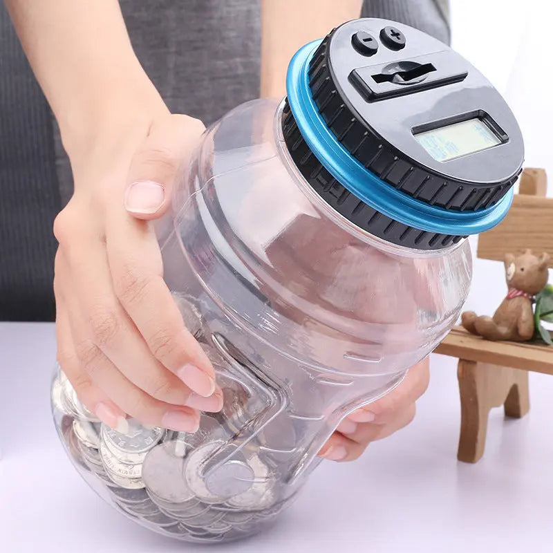 Digital Coin Counting Money Saving Box LCD Display Teal Simba