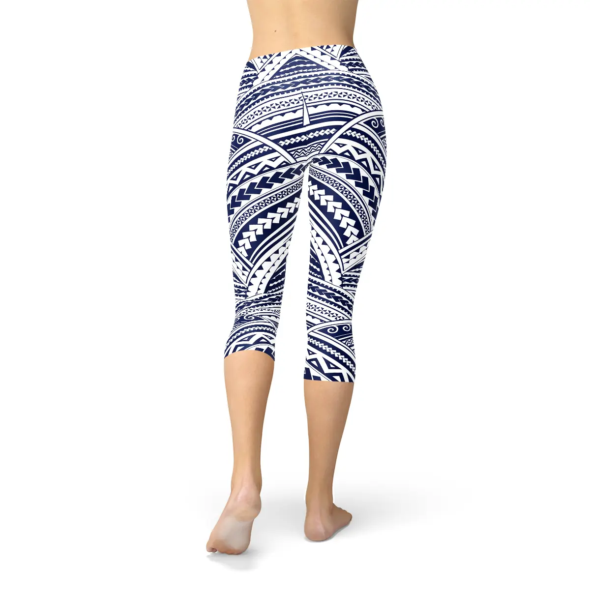 Polynesian Maori Tattoo Capri Leggings Maroon Sooty
