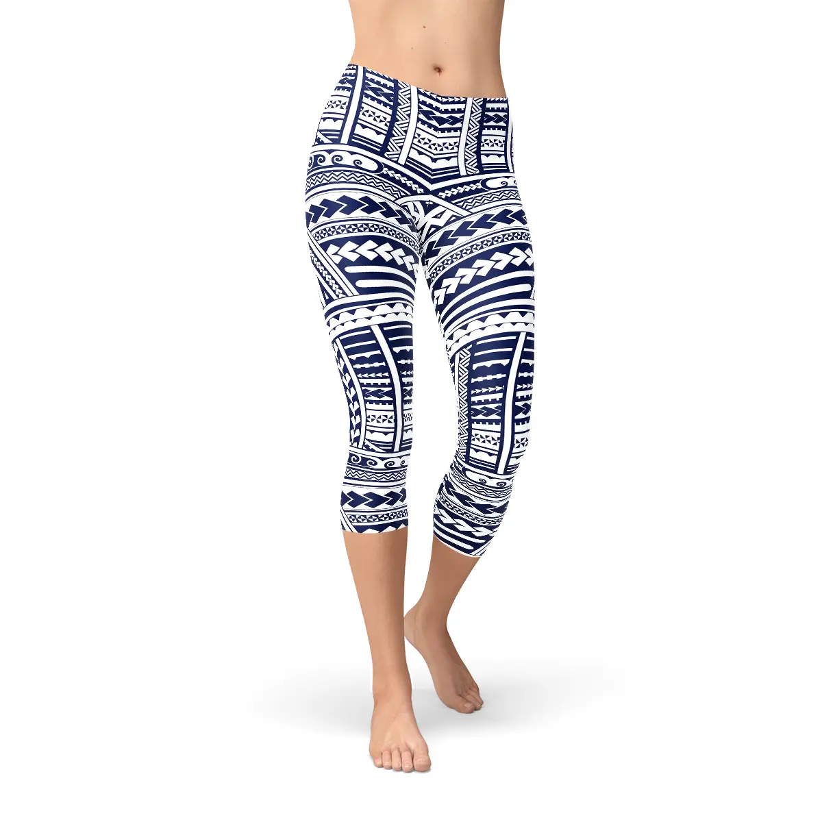 Polynesian Maori Tattoo Capri Leggings Maroon Sooty