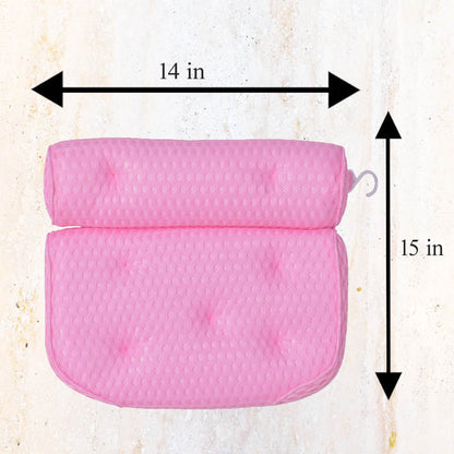 Pink Bathtub Pillow Bath Pillow with Anti-Slip Suction Cups 4D Mesh Plum Charlie