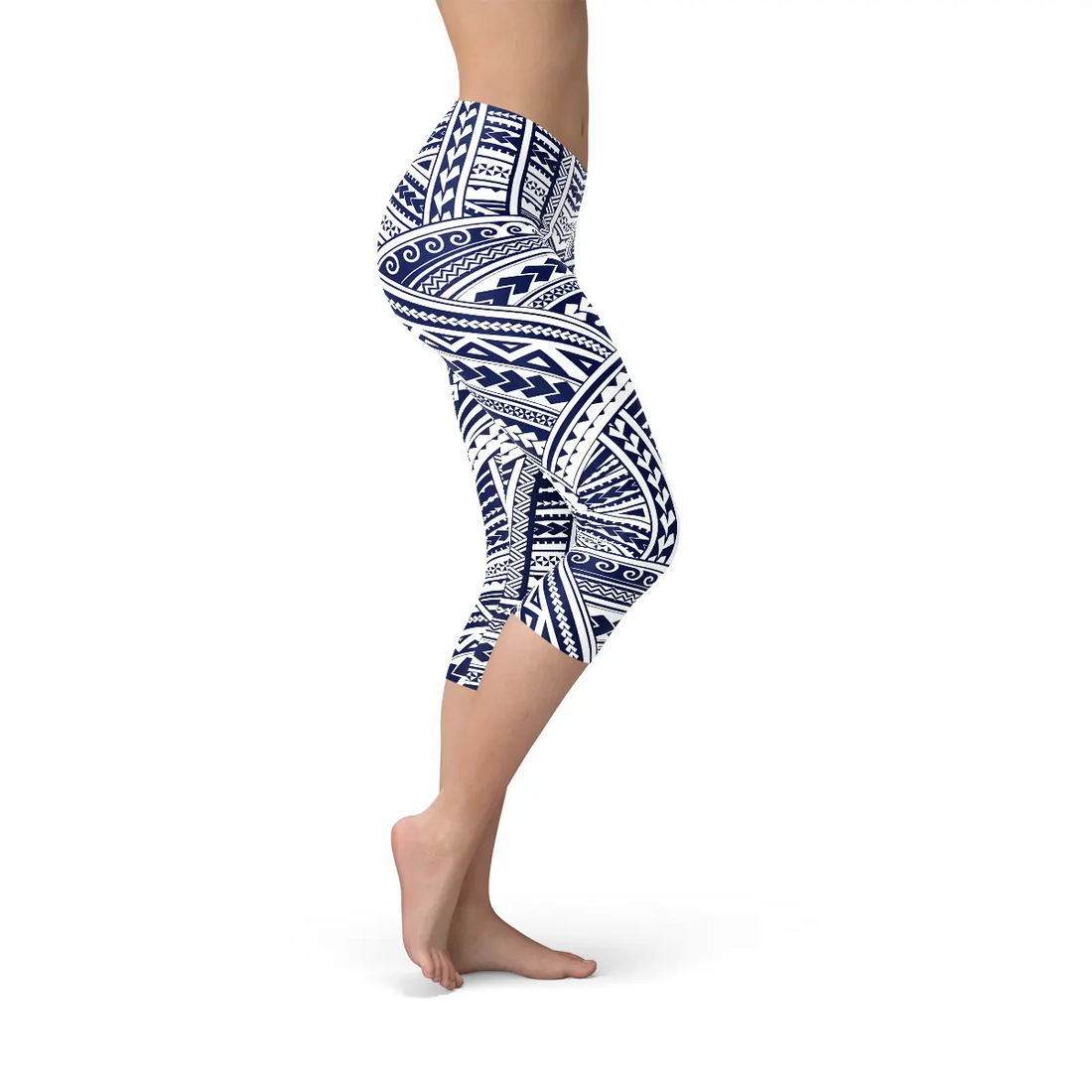 Polynesian Maori Tattoo Capri Leggings Maroon Sooty