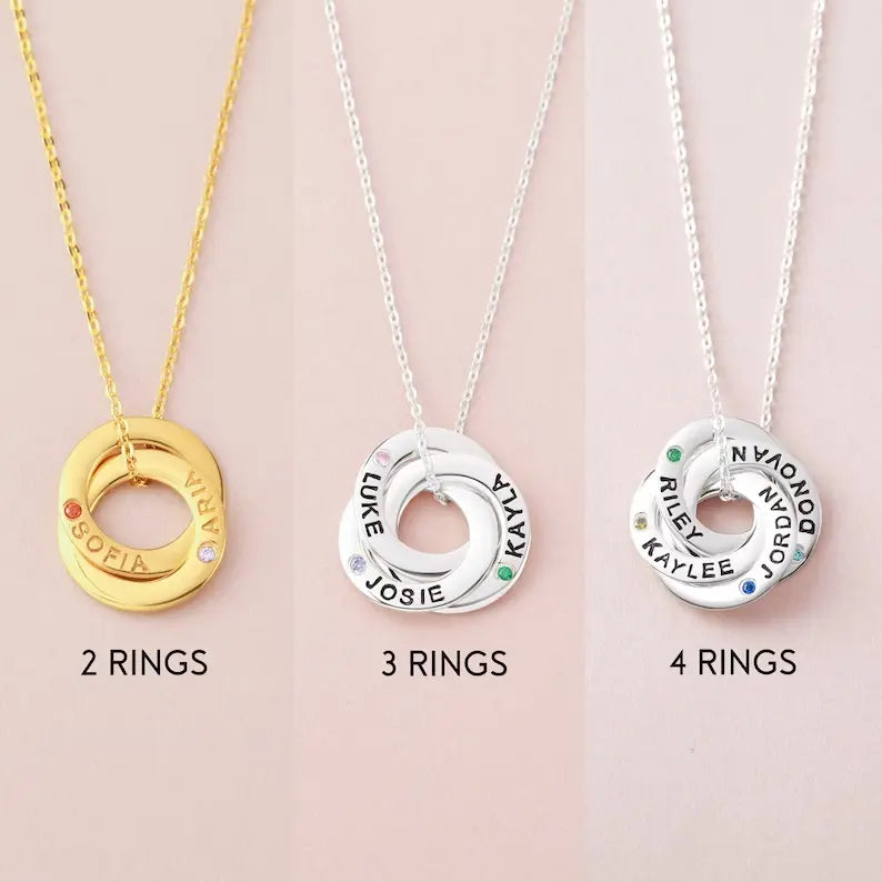Mom Necklace With Kids Names Birthstones, Children Birthstone Jewelry Green Millie